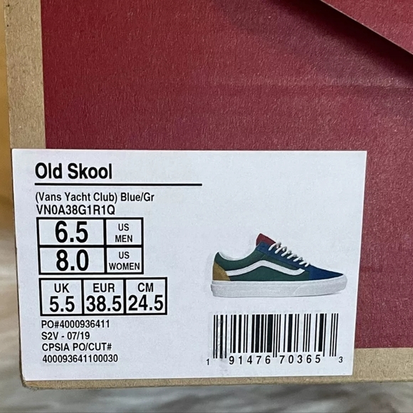 VANS NWT Old Skool Yacht Club multicolor Size 6.5 Mens/womans 8 outdoor casual - Picture 8 of 10